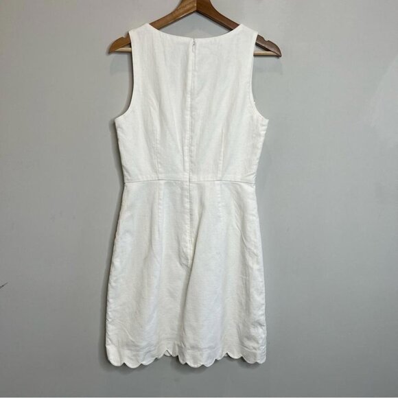 J Crew Factory Womens Size 4 Scalloped Basketweave Square Neck Dress White - Picture 7 of 13